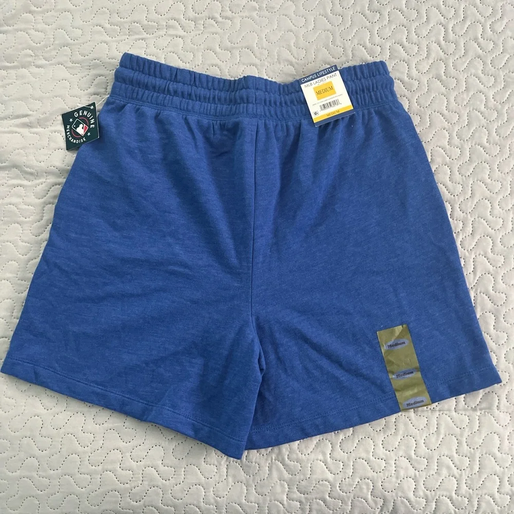 MLB LA Dodgers shorts baseball fleece blue elastic stretch medium new - Picture 2 of 3